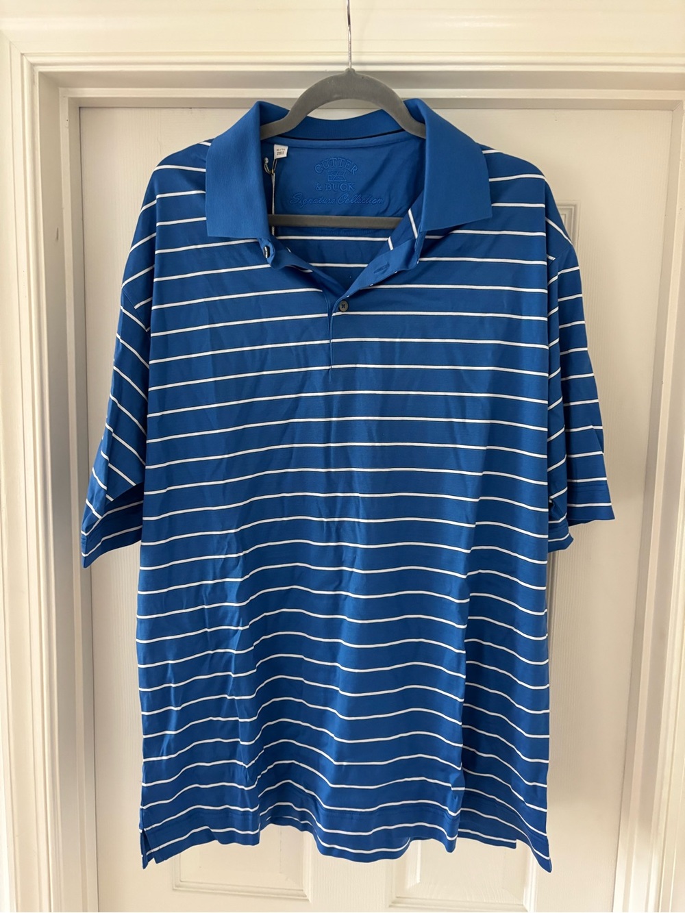 Cutter & Buck Signature Collection Royal Blue XL Polo with White Stripes